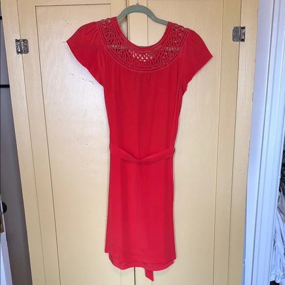 Coral Short Sleeve silk Dress - Picture 4 of 4